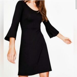 NEW Boden 3/4 Bell Sleeve Miriam Jersey Mini Dress‎ Black LBD Women 8L Witchy